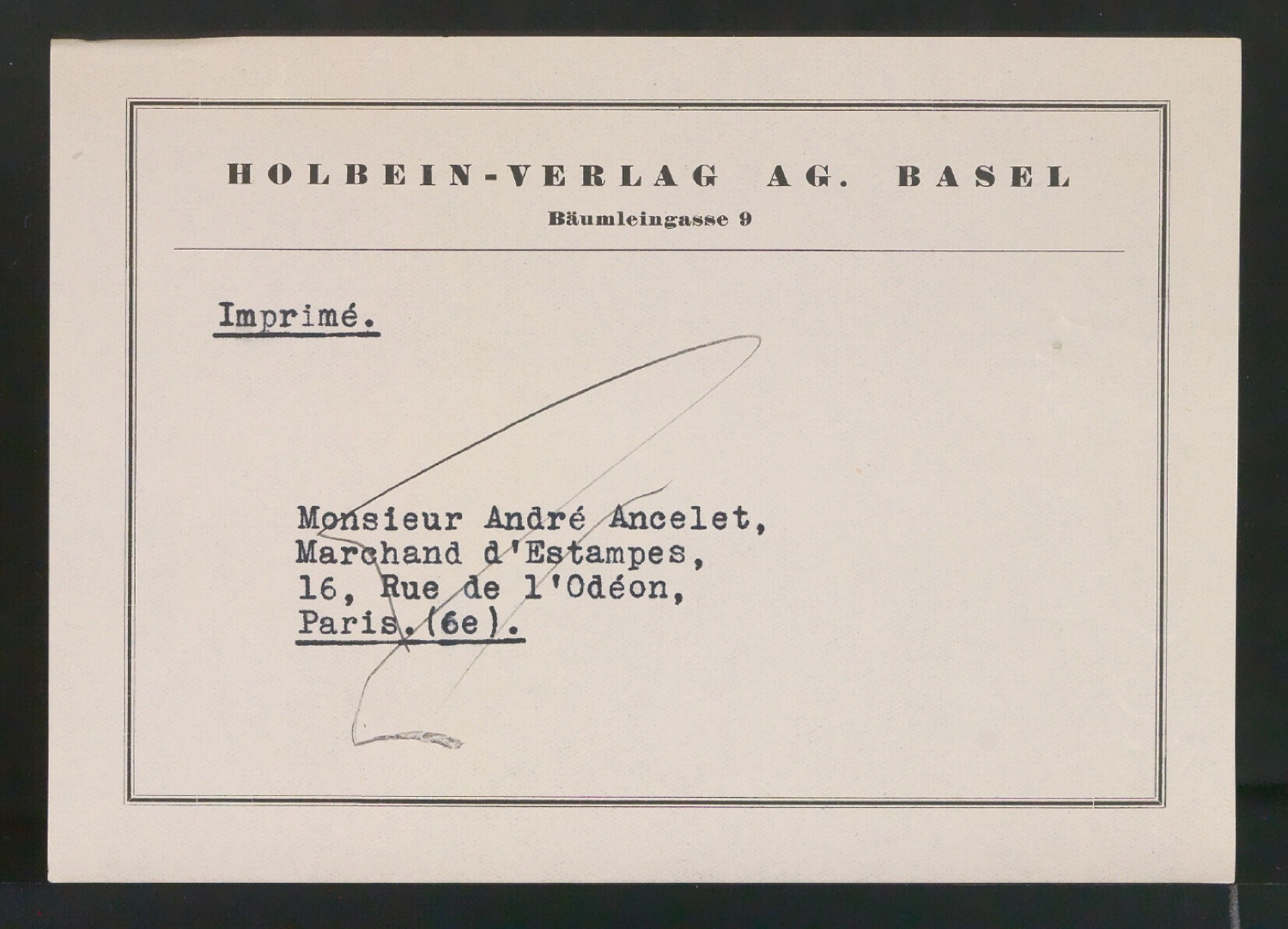 Vordrucke verschiedener Adress-Etiketten für den Holbein-Verlag — Blatt 15