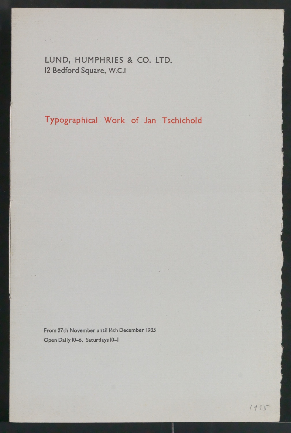 Typographical Works of Jan Tschichold — Blatt 6