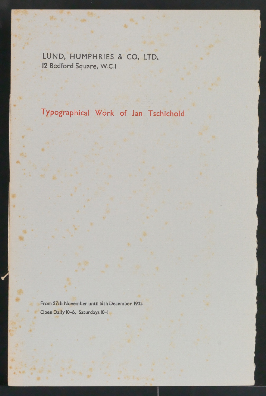 Typographical Works of Jan Tschichold — Blatt 11