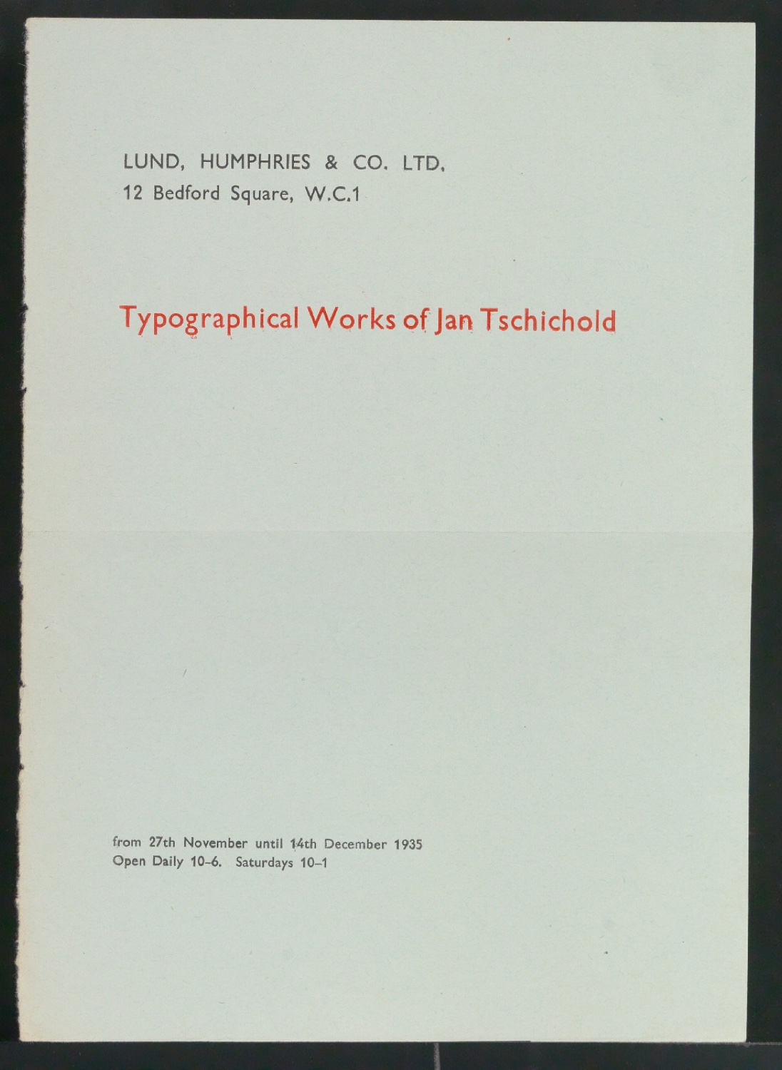 Typographical Works of Jan Tschichold — Blatt 16