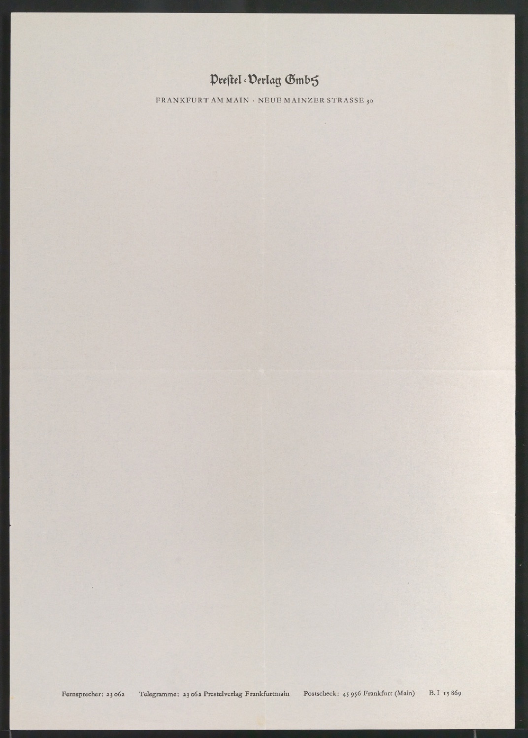 Korrigierte Probedrucke Briefbogen und Rechnungsvordruck für Prestel Verlag GmbH — Blatt 1