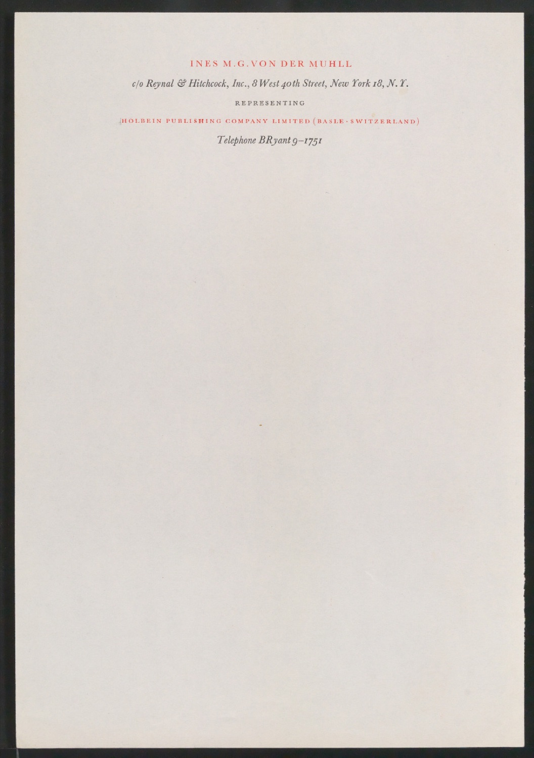 Probedrucke von Briefkopf für Ines M.G. von der Muhll — Blatt 1