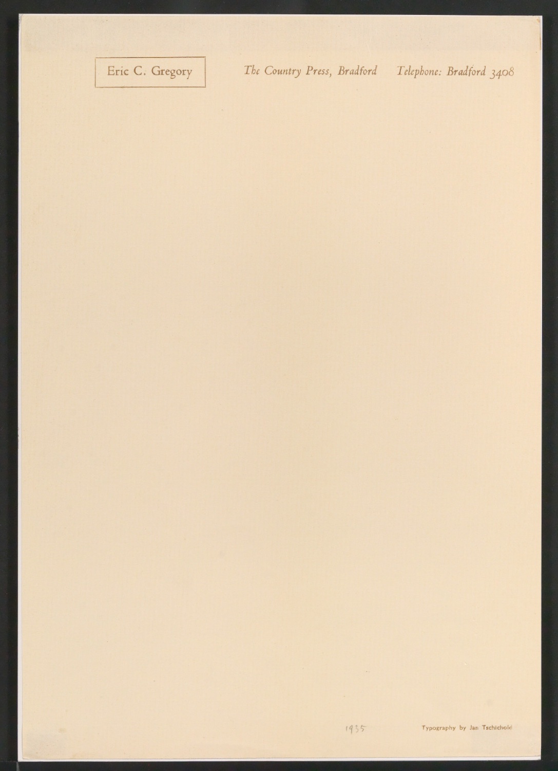 Briefbogen für Eric C. Gregory — Blatt 1
