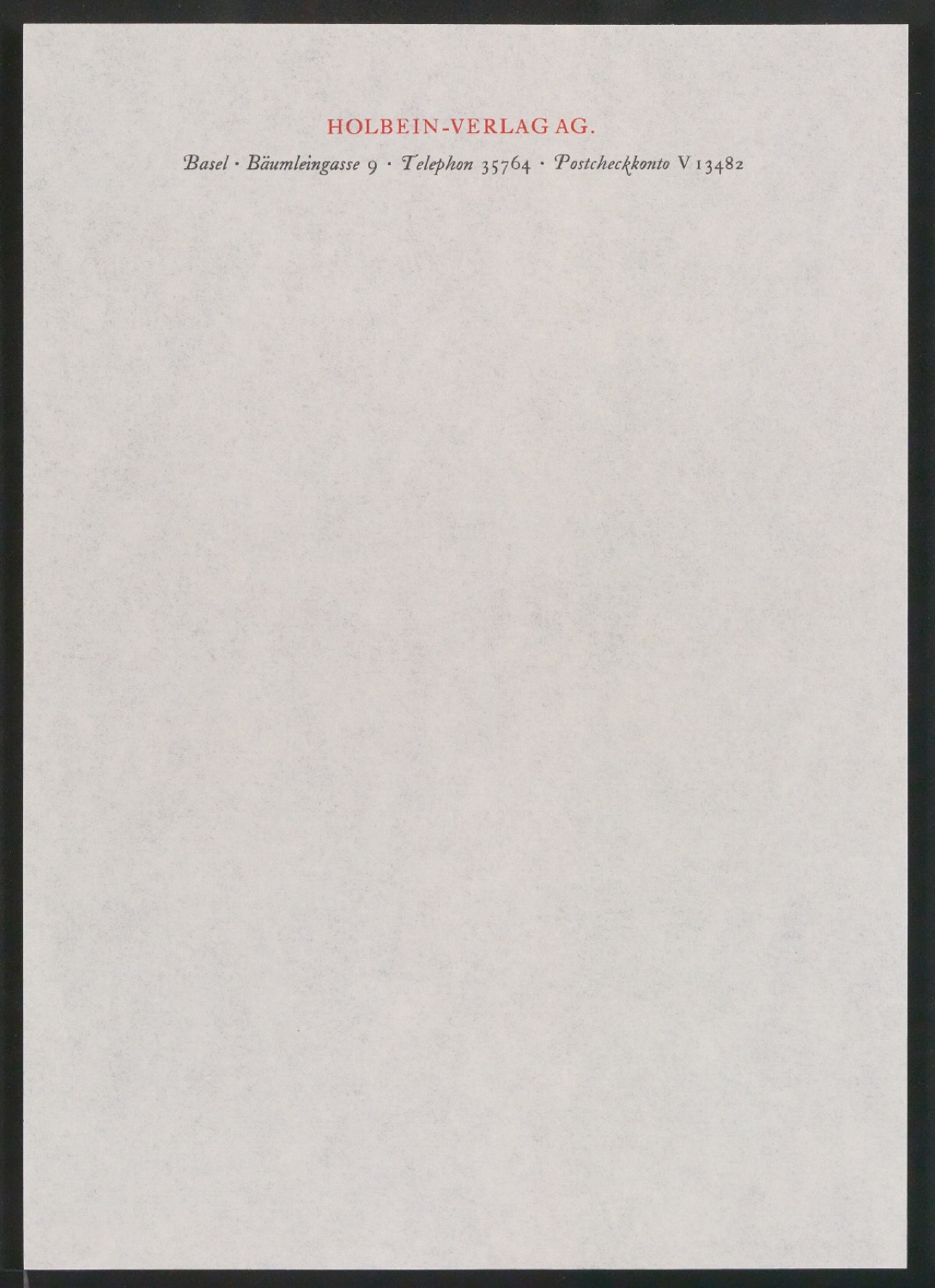 Briefbogen für Holbein-Verlag AG — Blatt 1
