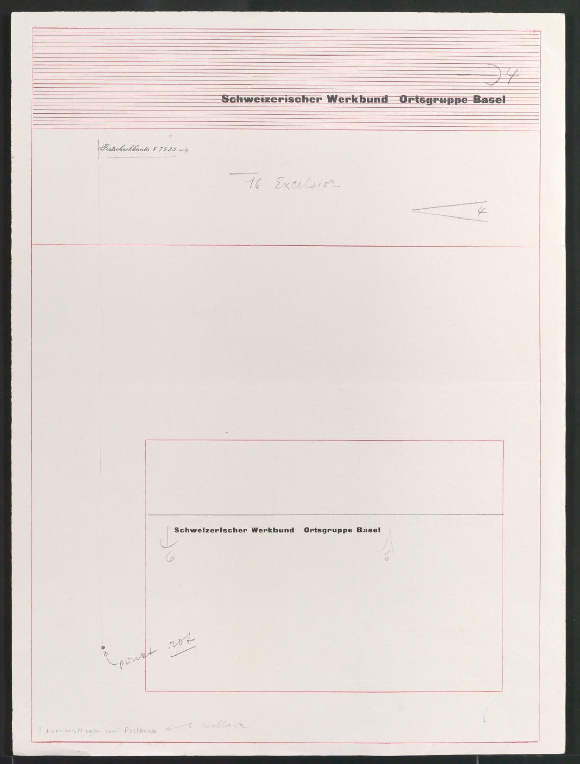 Entwürfe und Probedrucke vom Corporate Design für den Schweizerischen Werkbund, Ortsgruppe Basel — Blatt 1
