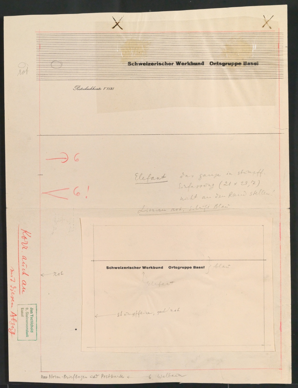Entwürfe und Probedrucke vom Corporate Design für den Schweizerischen Werkbund, Ortsgruppe Basel — Blatt 17