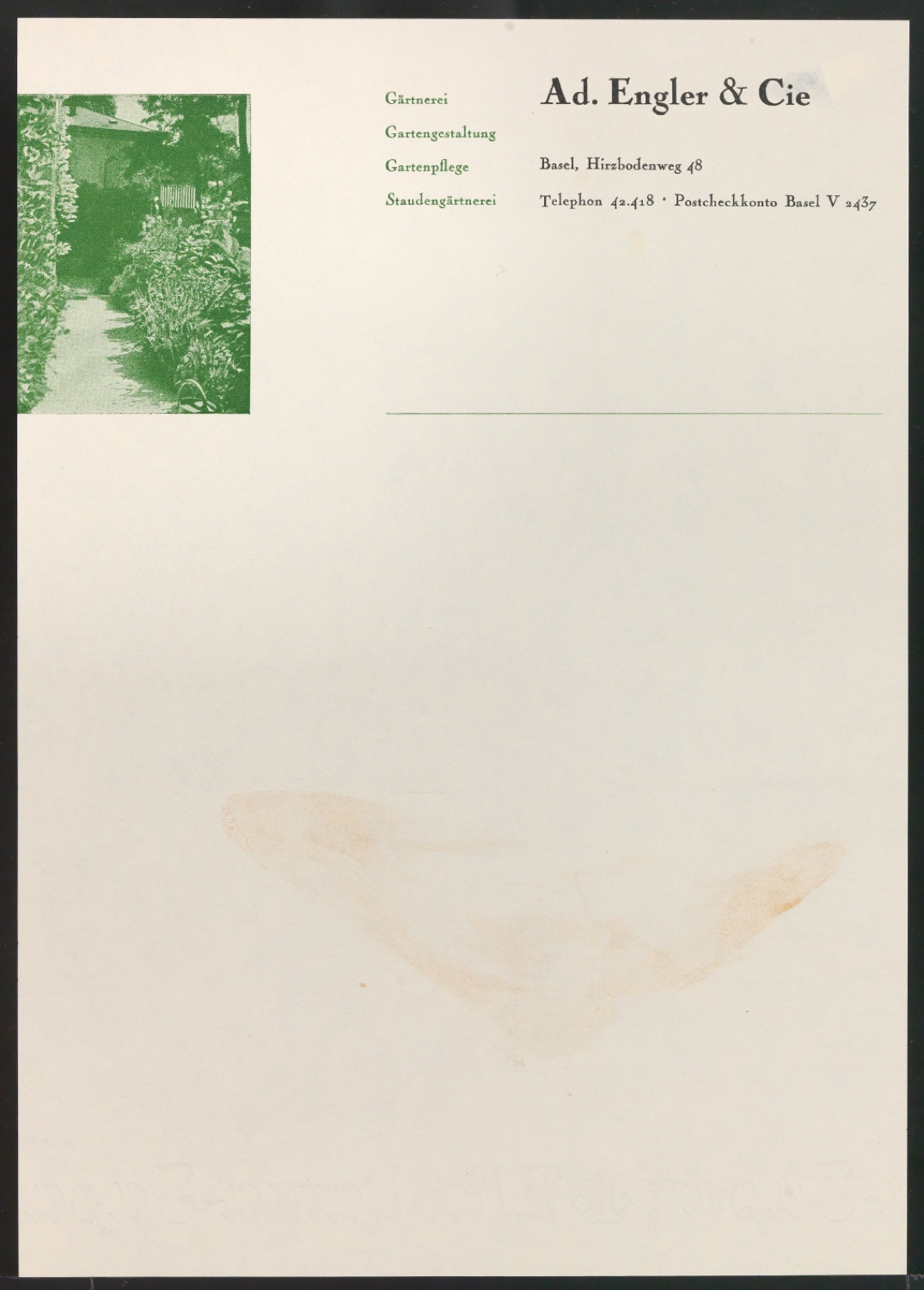 Briefbogen, Rechnungsvordruck und Briefumschläge für  Ad. Engler & Cie — Blatt 7