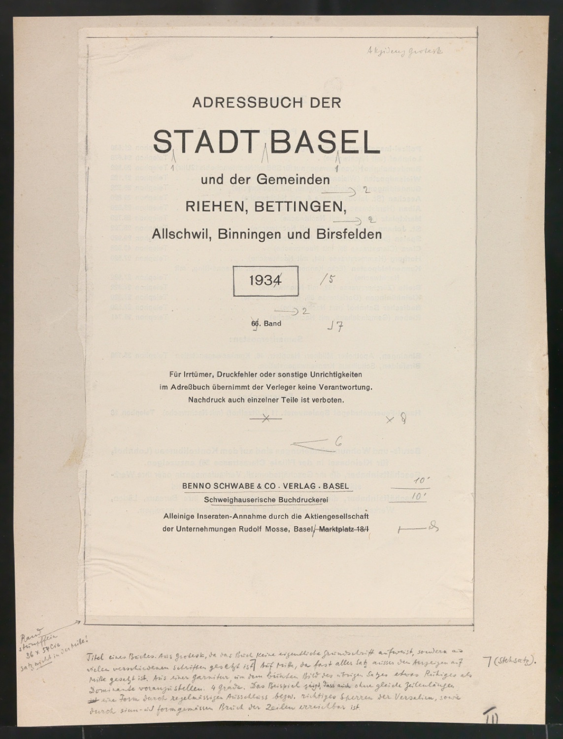 Montierter Entwurf einer Illustration für Typographische Gestaltung — Blatt 1