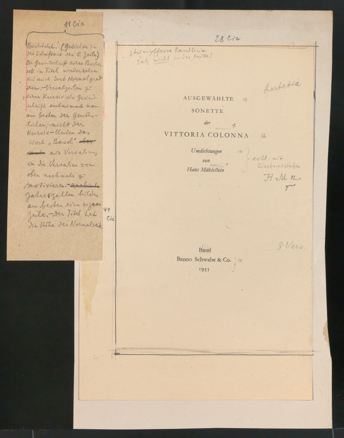 Montierter Entwurf einer Illustration für Typographische Gestaltung — Blatt 1