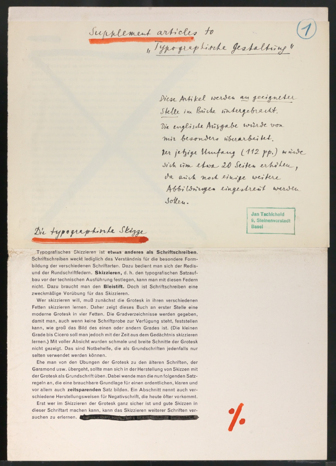 Druckfahne für Typographische Gestaltung — Blatt 1