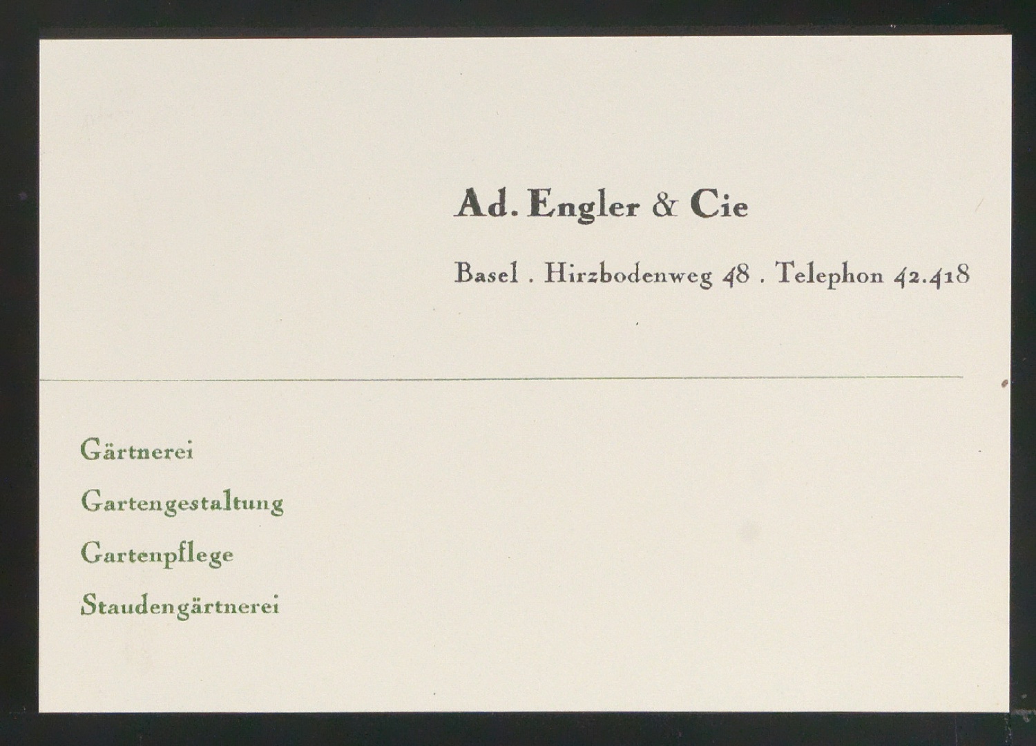 Visitenkarte Ad. Engler & Cie — Blatt 3