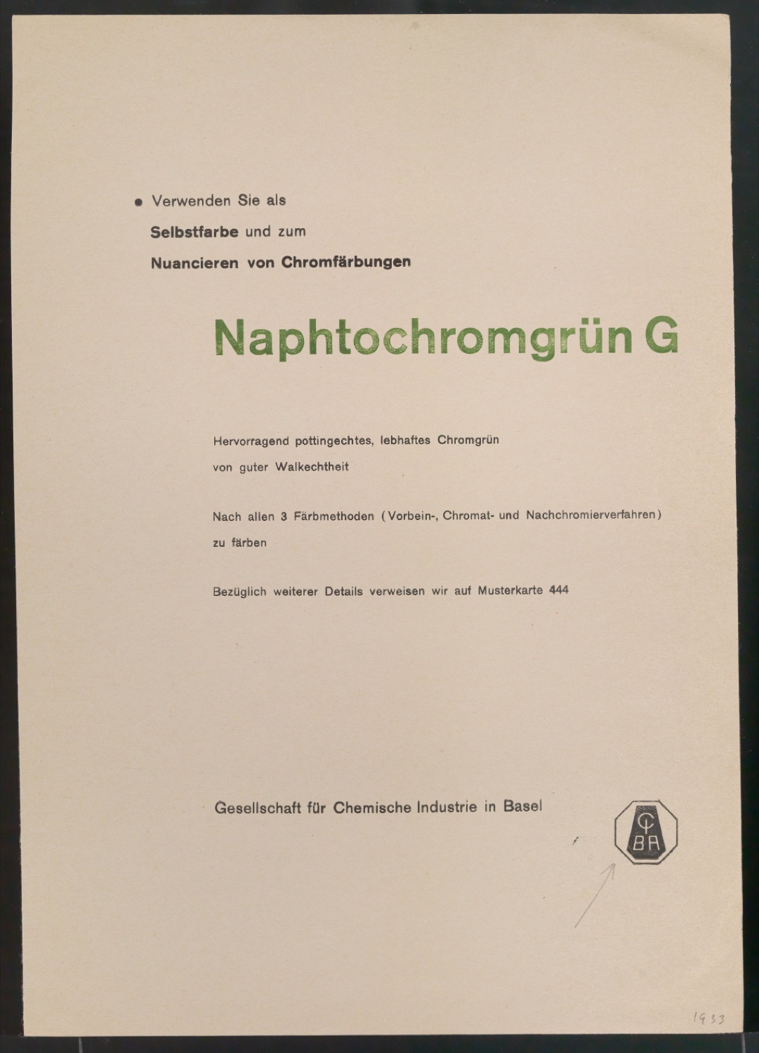 Probedrucke von Handzetteln für die Ciba — Blatt 7