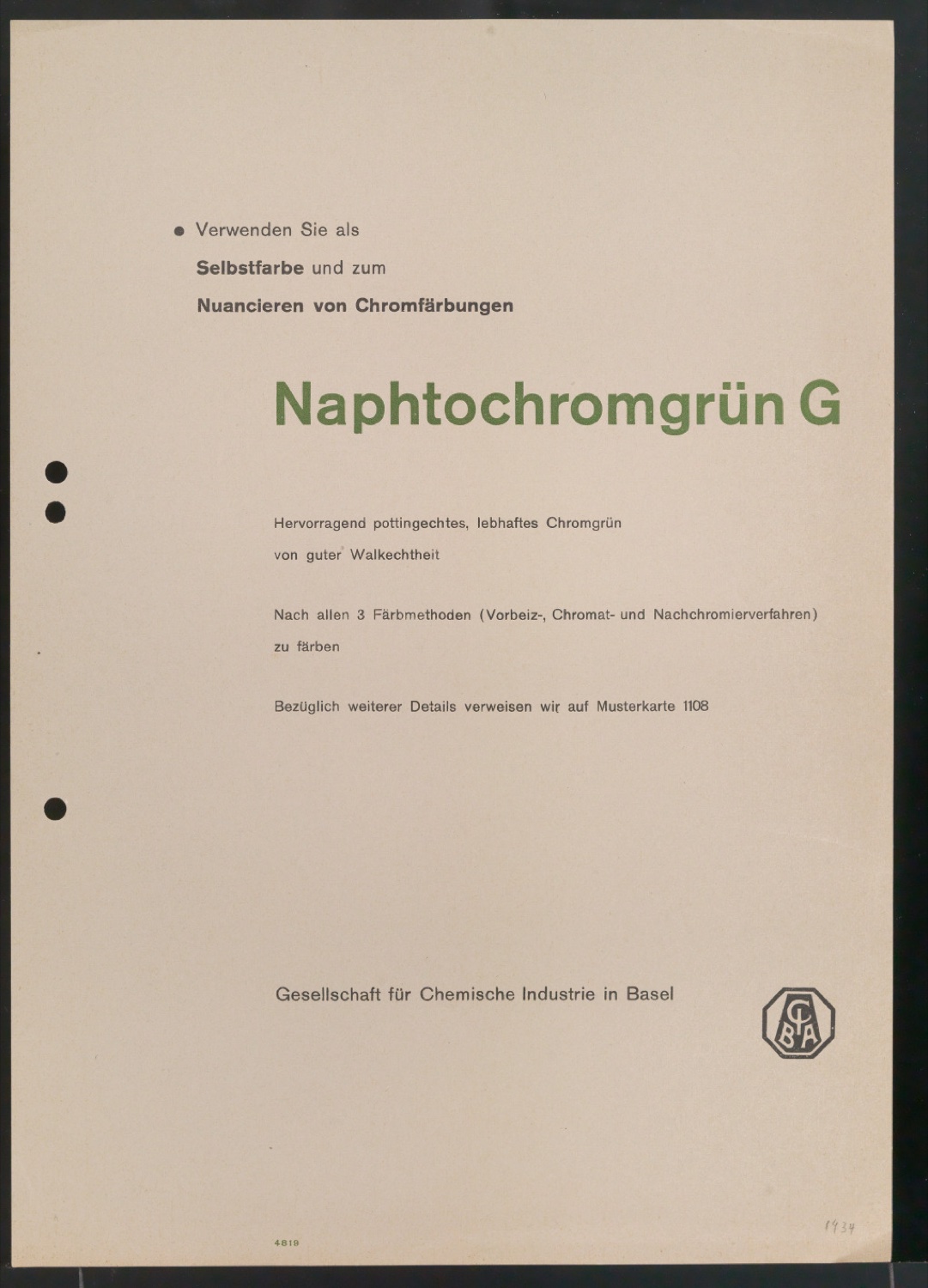 Probedrucke von Handzetteln für die Ciba — Blatt 9