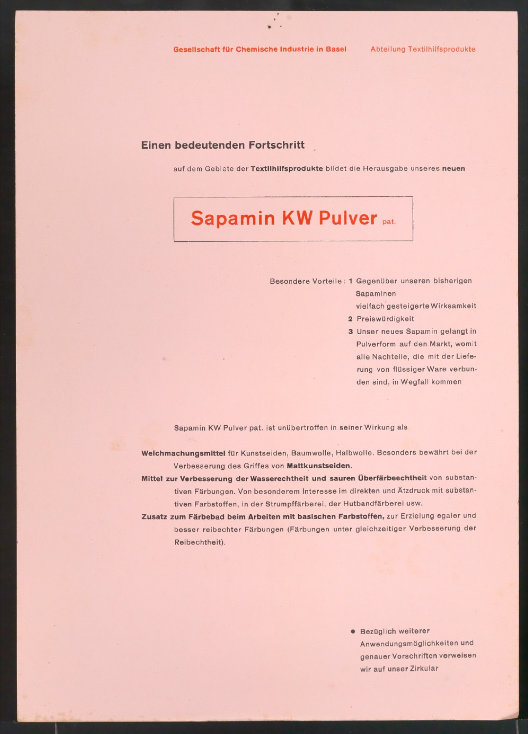 Probedrucke von Handzetteln für die Ciba — Blatt 11
