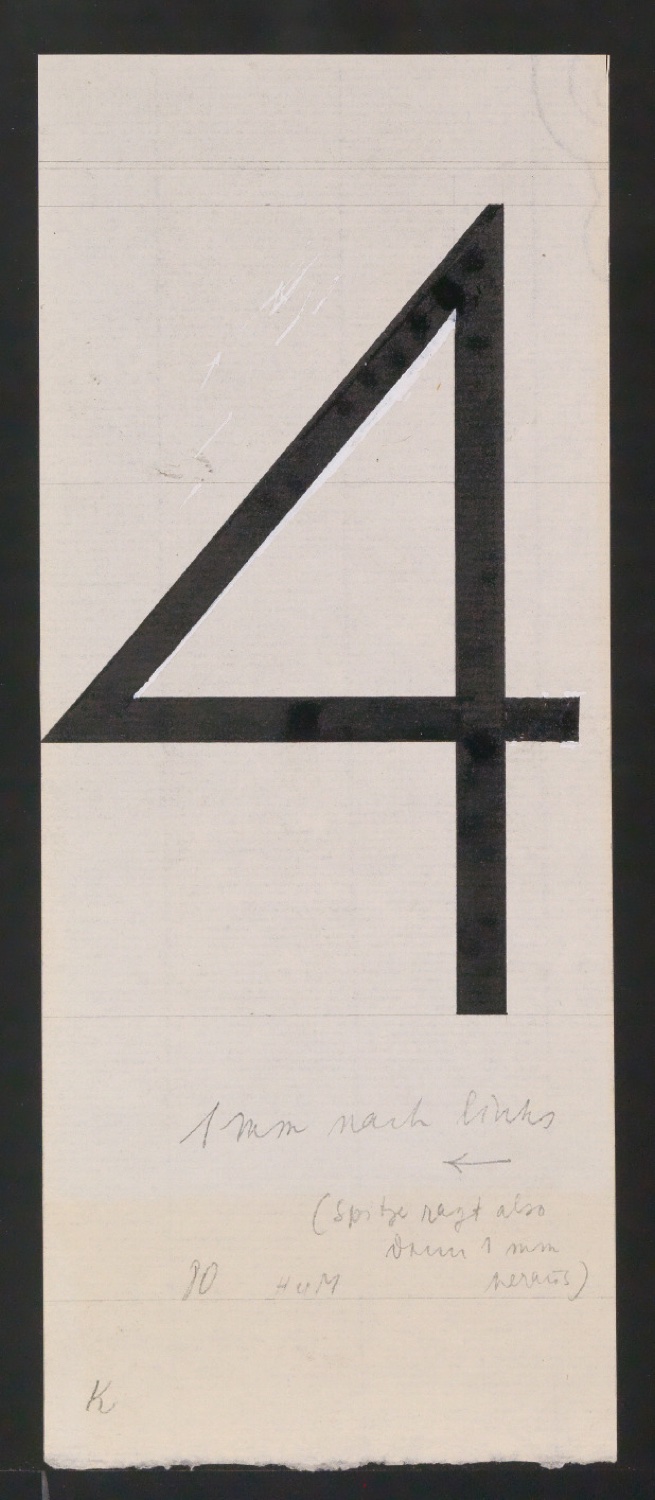 Entwurfszeichnungen Uhertype Magere Grotesk — Blatt 105