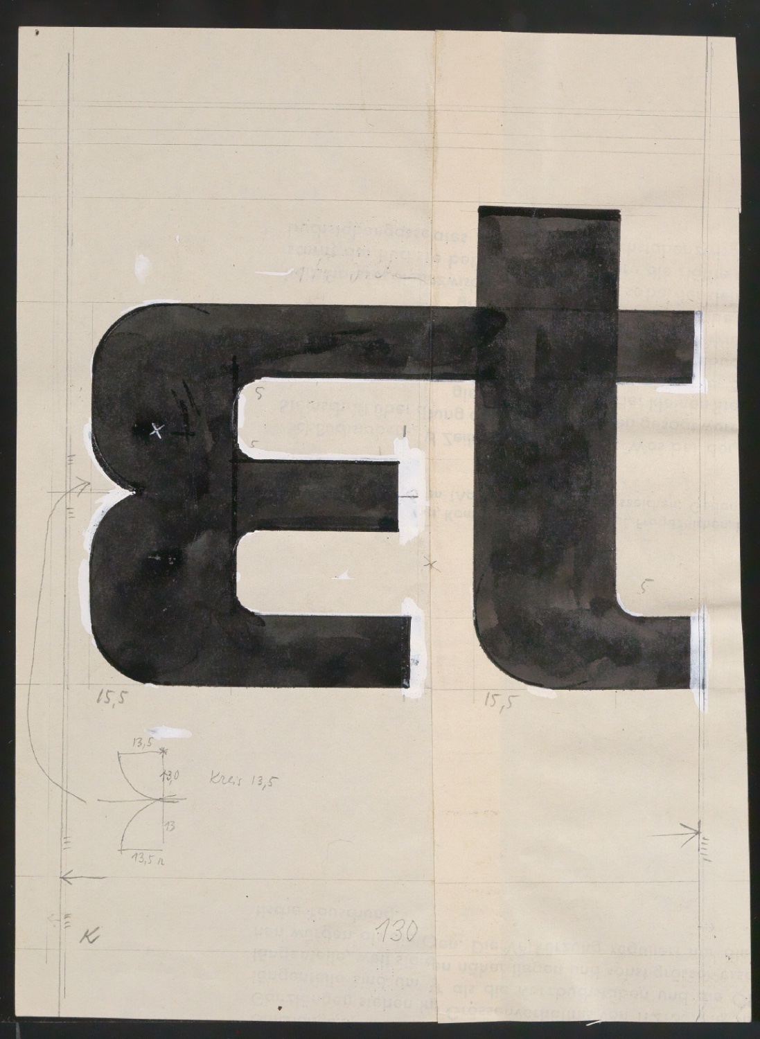 Entwurfszeichnungen Uhertype Fette Ramses — Blatt 1