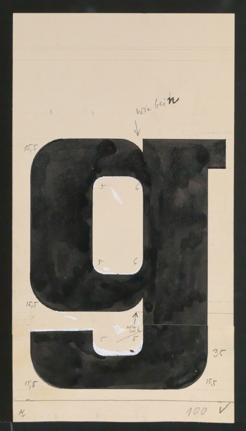 Entwurfszeichnungen Uhertype Fette Ramses — Blatt 93