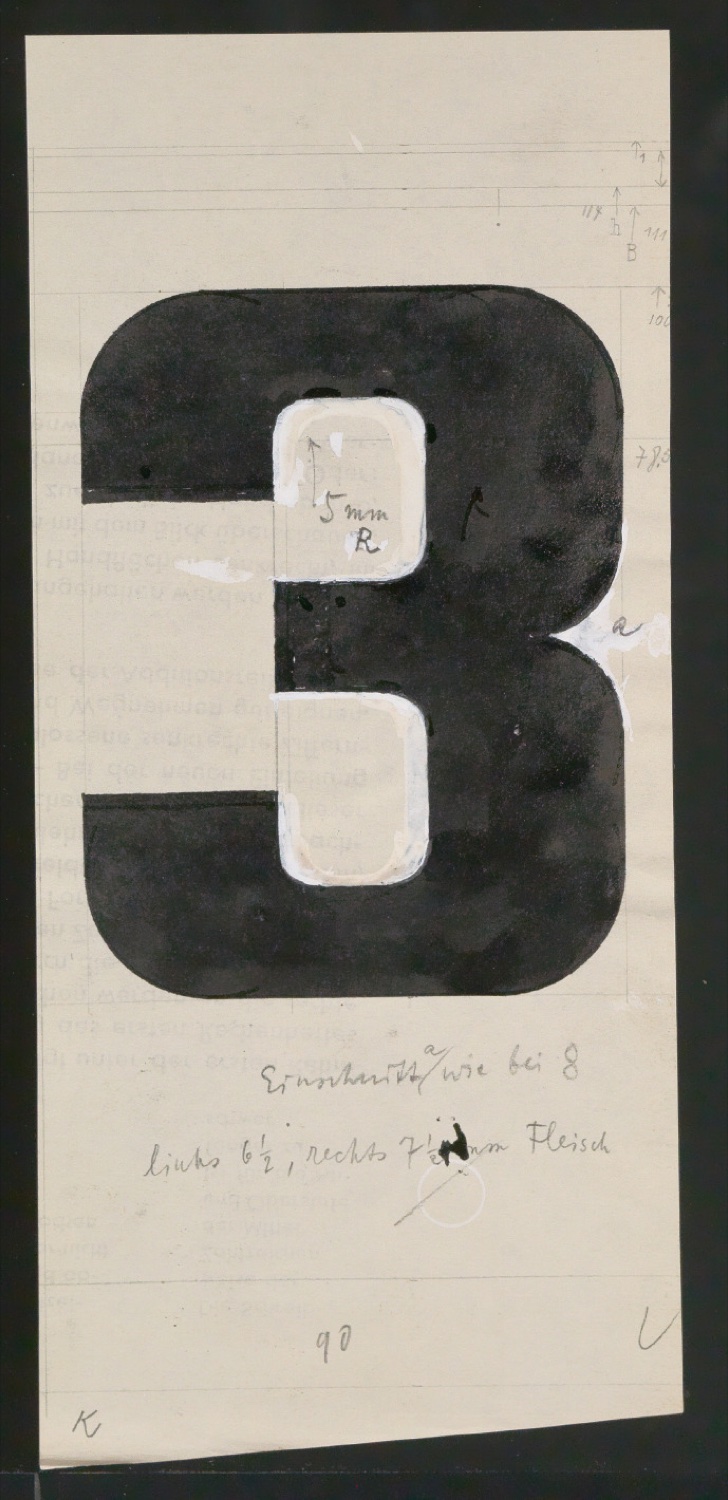 Entwurfszeichnungen Uhertype Fette Ramses — Blatt 123