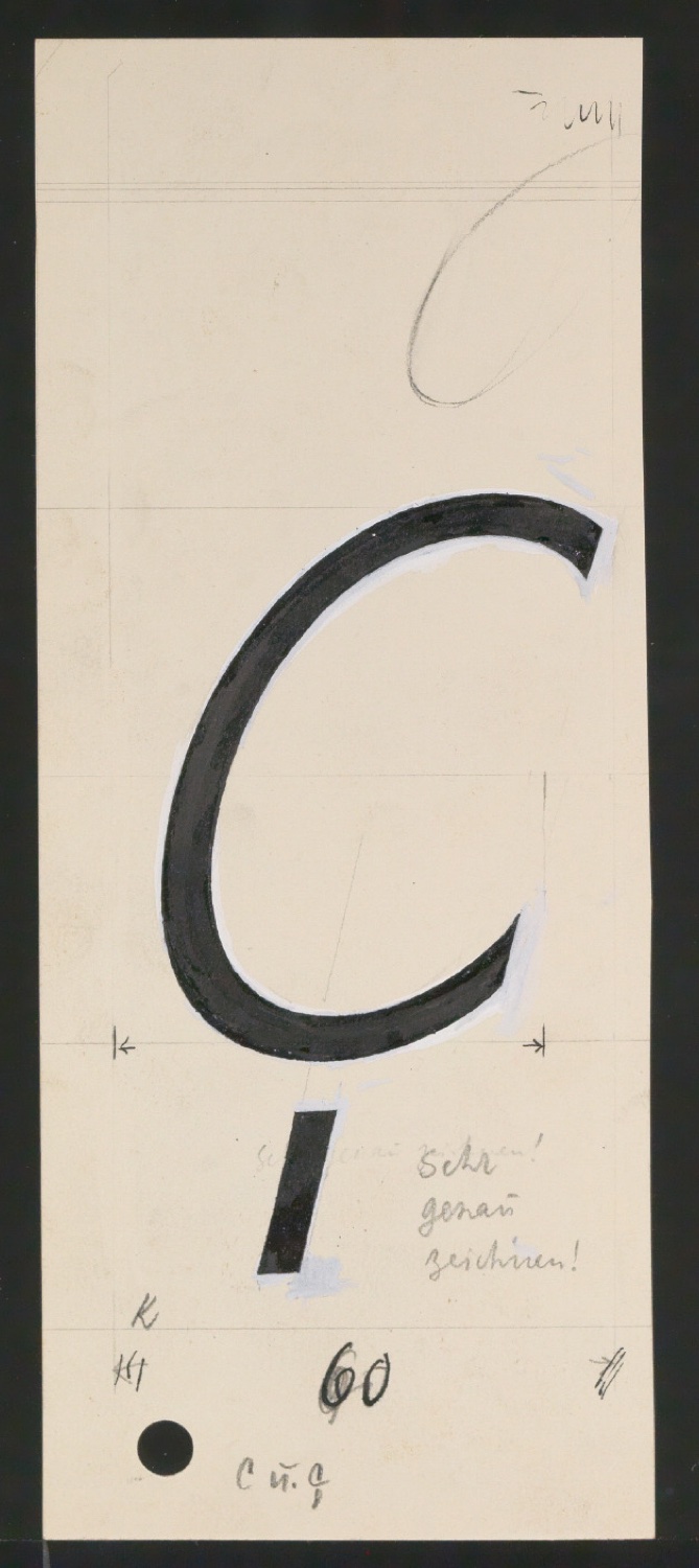 Entwurfszeichnungen Uhertype Magere Grotesk Kursiv — Blatt 5