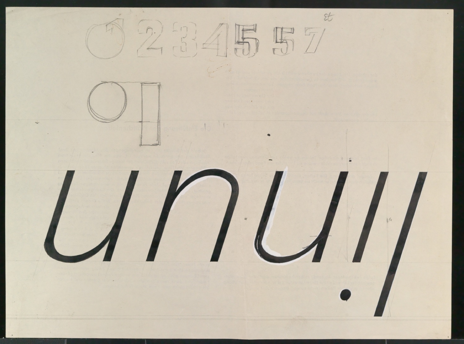Entwurfszeichnungen Uhertype Magere Grotesk Kursiv — Blatt 25