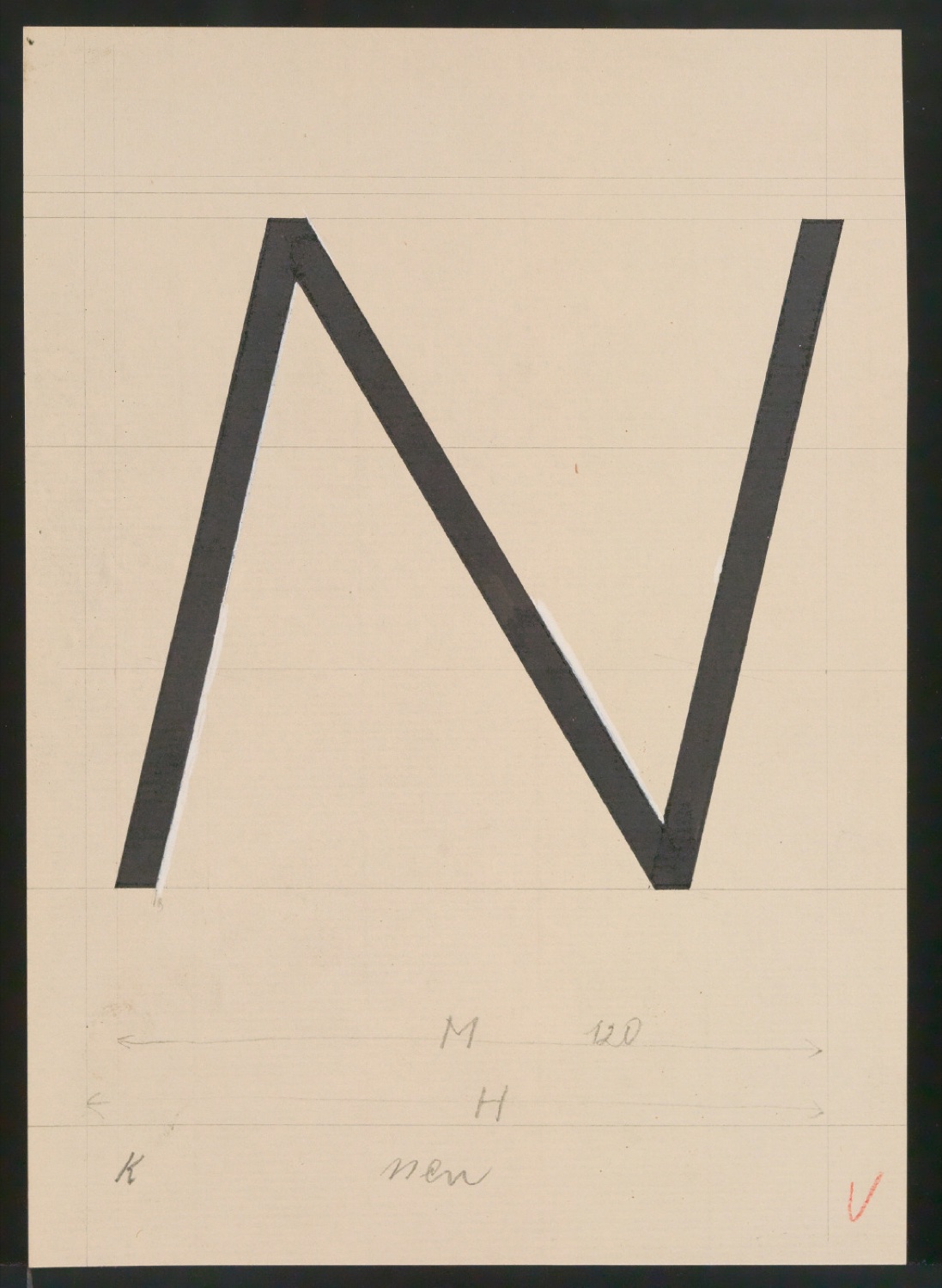 Entwurfszeichnungen Uhertype Magere Grotesk Kursiv — Blatt 37