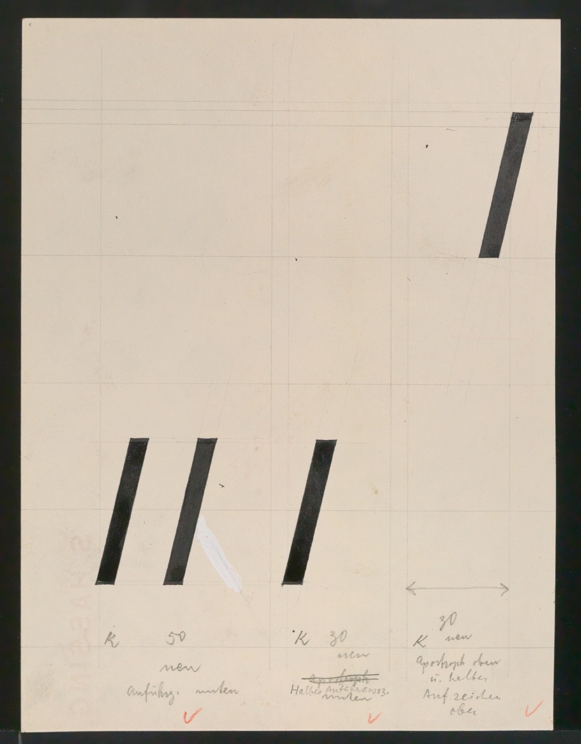 Entwurfszeichnungen Uhertype Magere Grotesk Kursiv — Blatt 51