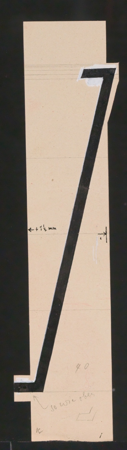 Entwurfszeichnungen Uhertype Magere Grotesk Kursiv — Blatt 77