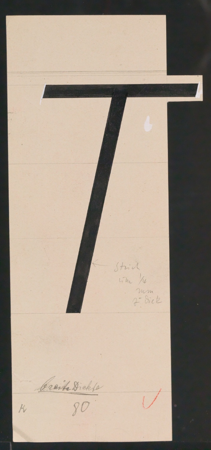 Entwurfszeichnungen Uhertype Magere Grotesk Kursiv — Blatt 85