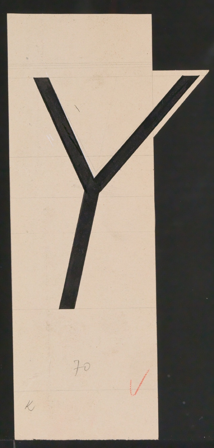 Entwurfszeichnungen Uhertype Magere Grotesk Kursiv — Blatt 91