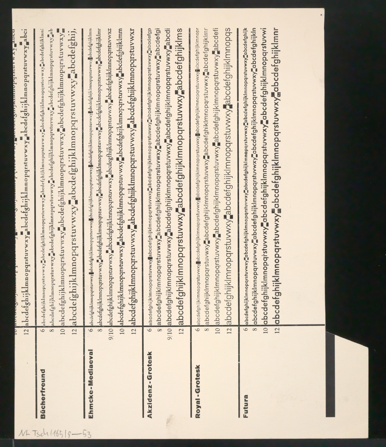 Entwurfszeichnungen Uhertype Magere Grotesk Kursiv — Blatt 104