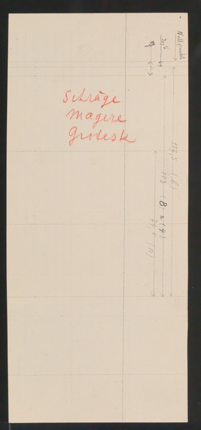 Entwurfszeichnungen Uhertype Magere Grotesk Kursiv — Blatt 187