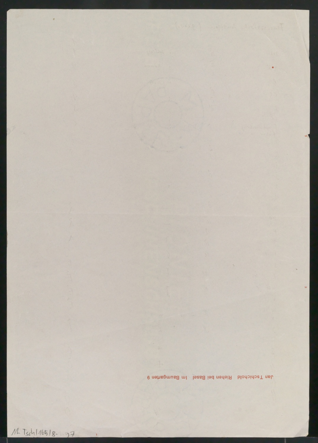 Entwurfszeichnungen Uhertype Magere Grotesk Kursiv — Blatt 192