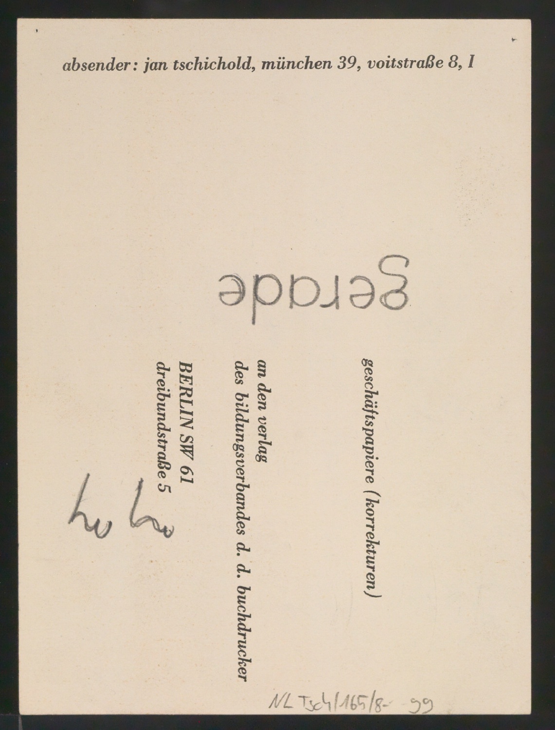 Entwurfszeichnungen Uhertype Magere Grotesk Kursiv — Blatt 196