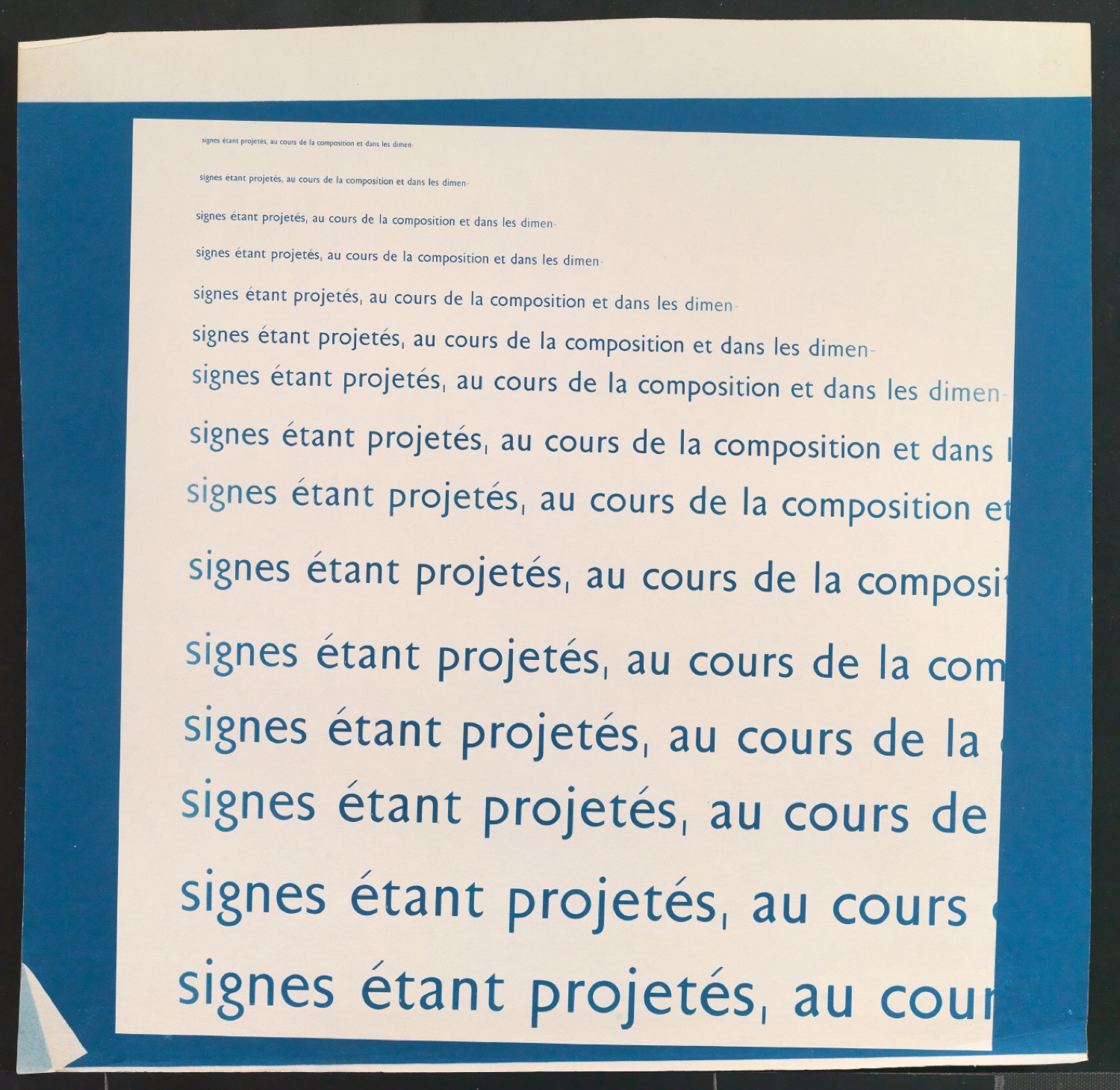 Cyanotypie mit Französischen Schriftproben der Uhertype Standard-Grotesk — Blatt 7
