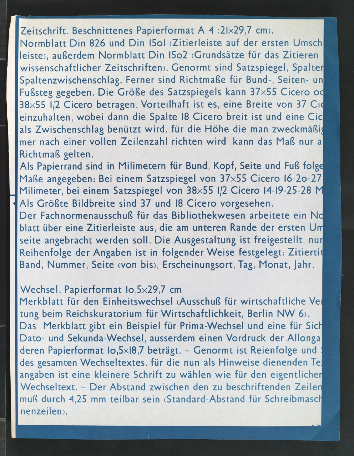 Cyanotypien mit in Uhertype Standard-Grotesk gesetztem Text — Blatt 3