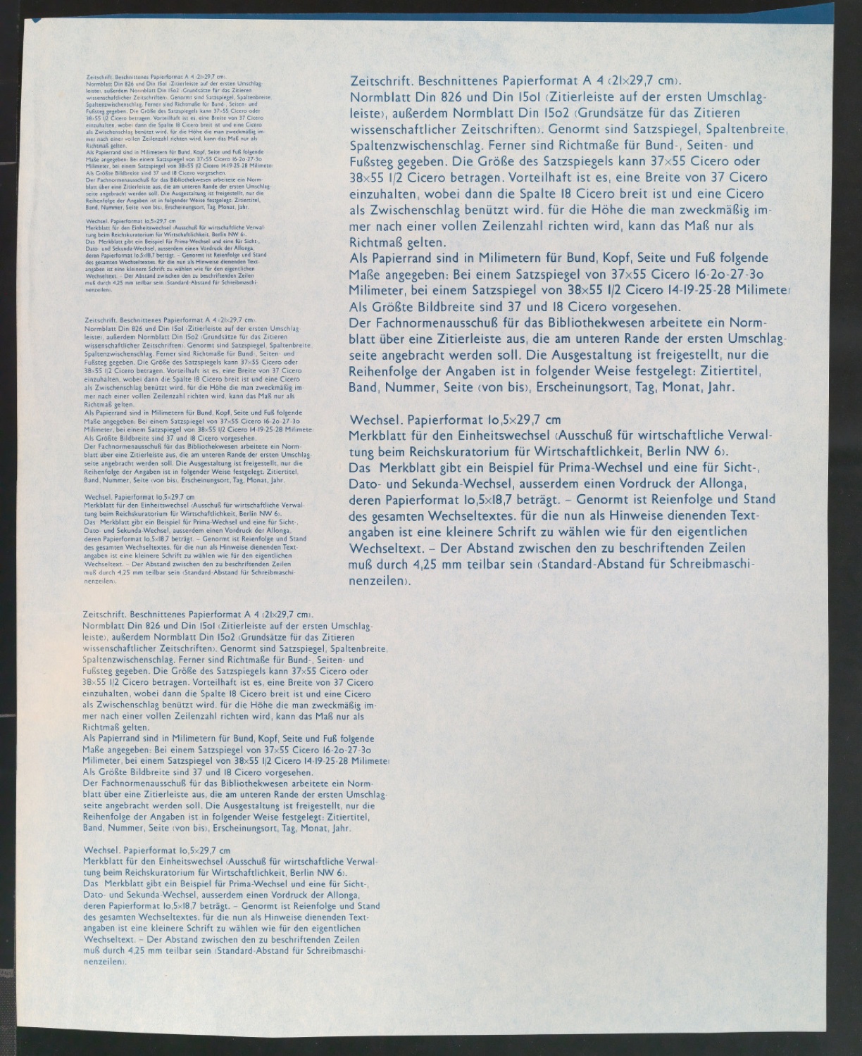 Cyanotypien mit in Uhertype Standard-Grotesk gesetztem Text — Blatt 7