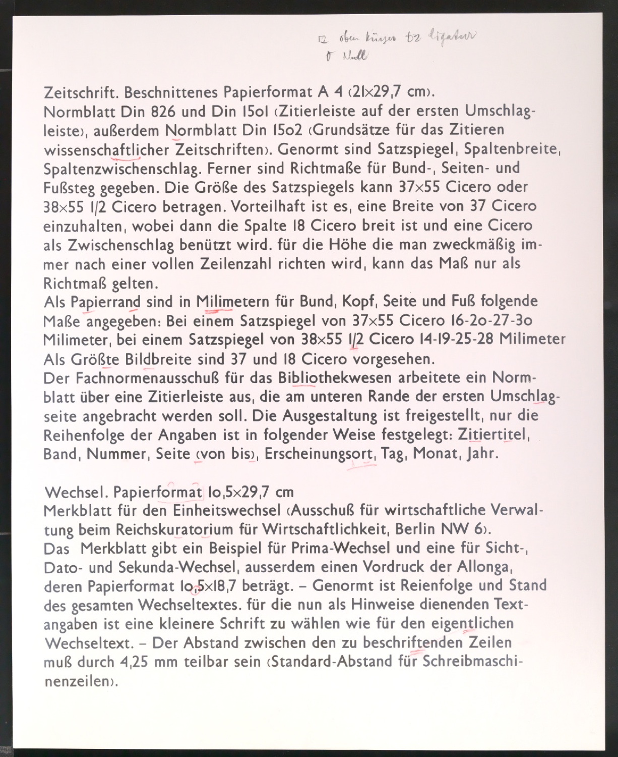 Korrigierte Kopien von in Uhertype Standard-Grotesk gesetztem Text — Blatt 1