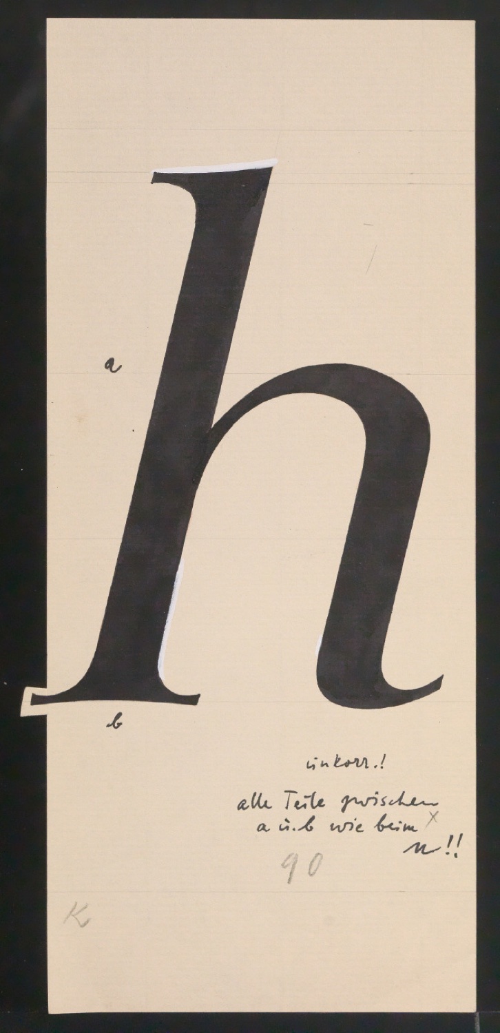 Mappe mit Entwurfszeichnungen Uhertype Antiqua Gemeine Kursiv — Blatt 5