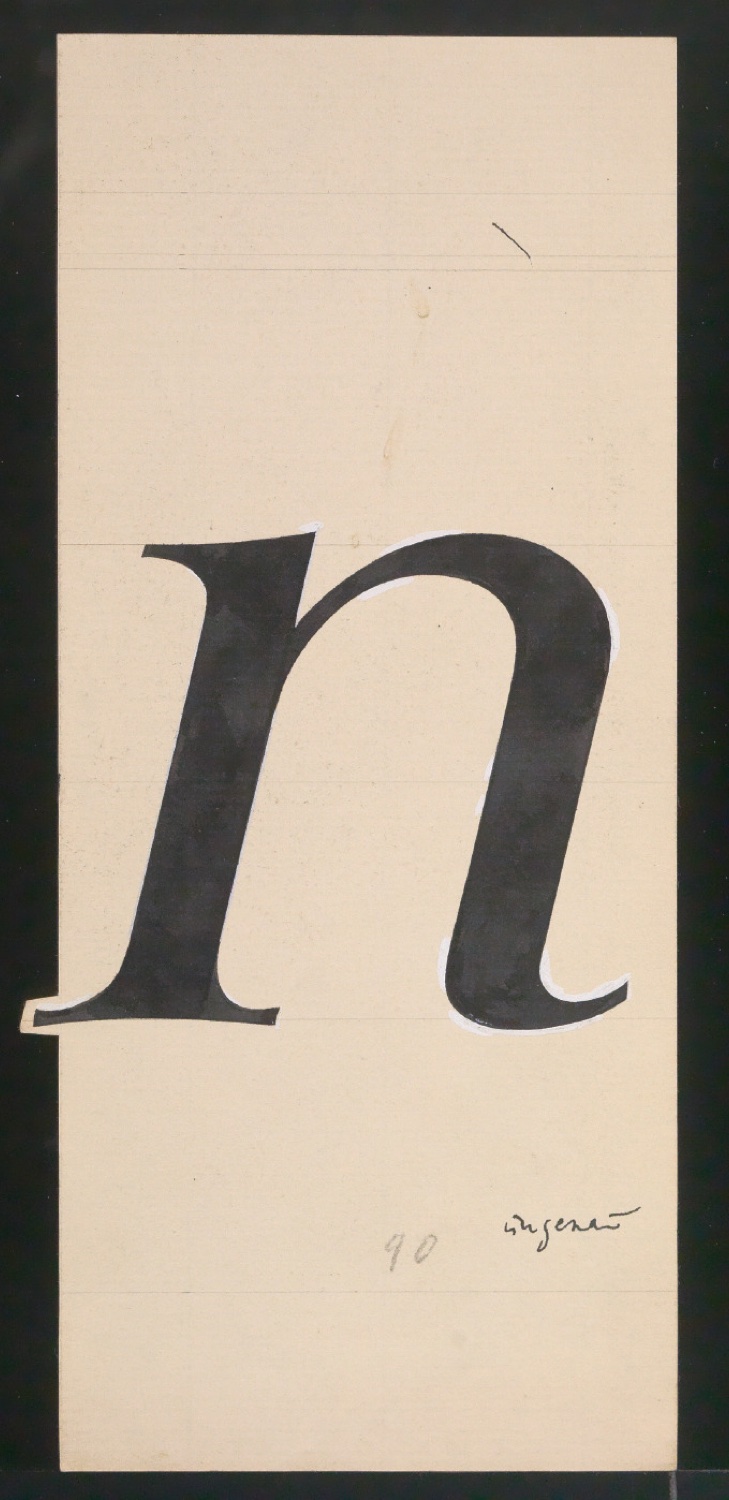 Mappe mit Entwurfszeichnungen Uhertype Antiqua Gemeine Kursiv — Blatt 15