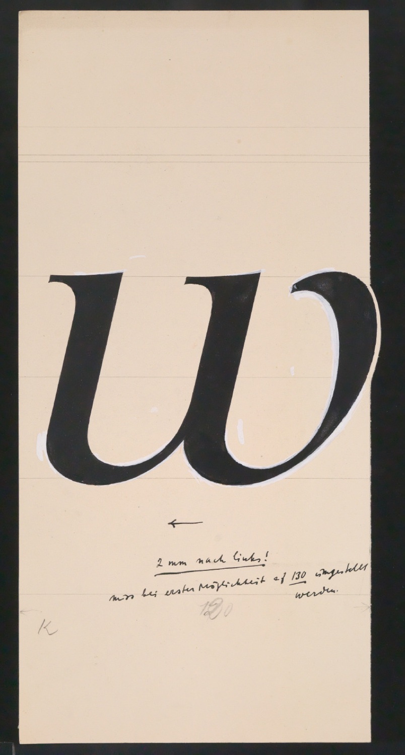 Mappe mit Entwurfszeichnungen Uhertype Antiqua Gemeine Kursiv — Blatt 67
