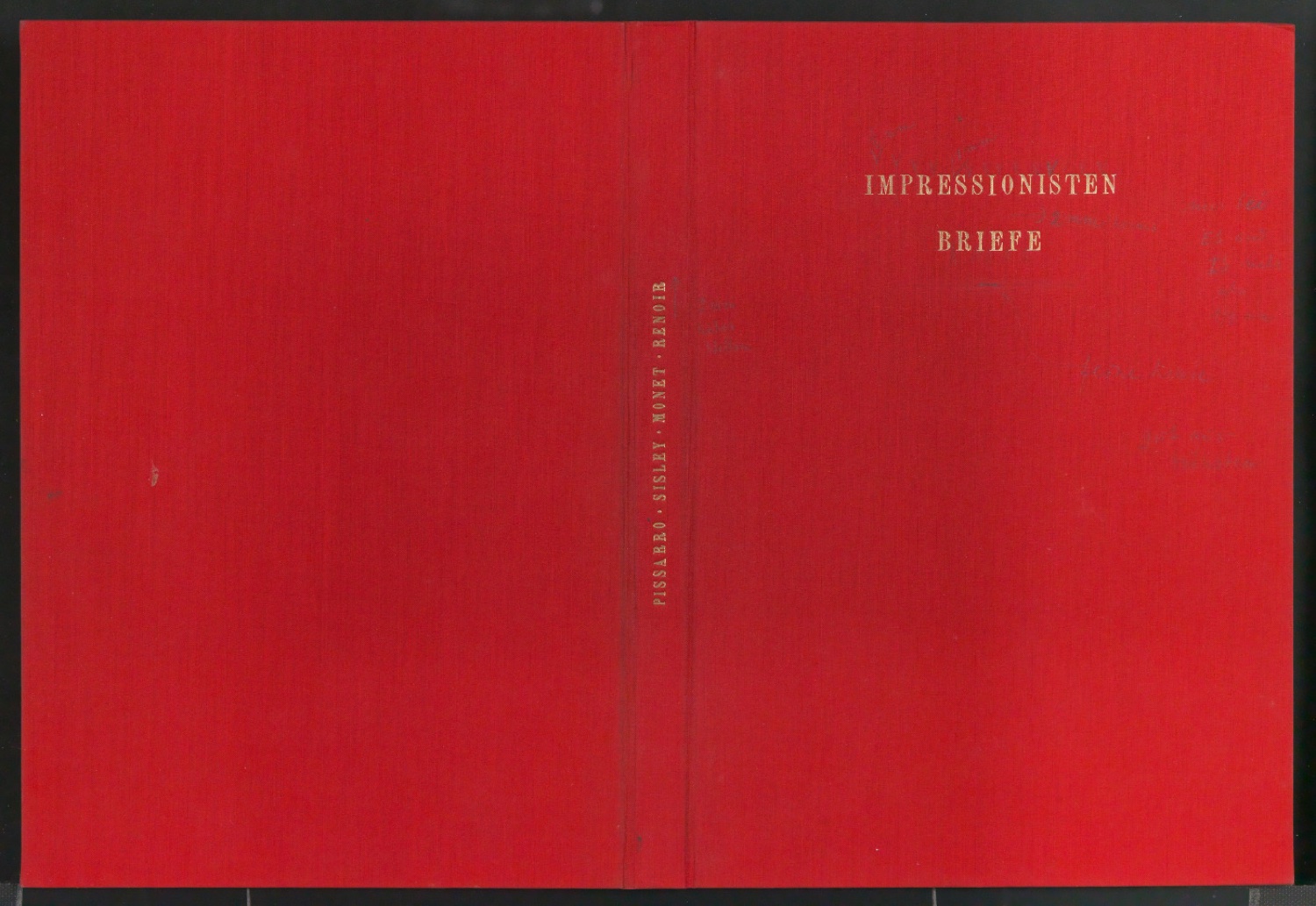 Entwurfszeichnung, Probedruck und Belegexemplare von Einbanddecken für Impressionisten-Briefe — Blatt 1