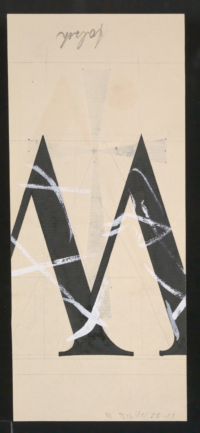 Mappe mit Entwurfszeichnungen Uhertype Antiqua — Blatt 36