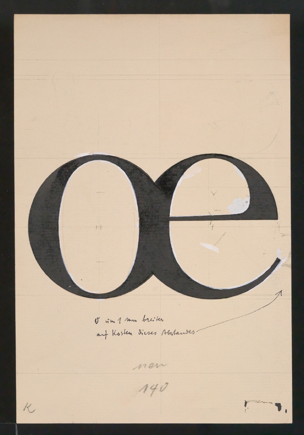 Mappe mit Entwurfszeichnungen Uhertype Antiqua — Blatt 129