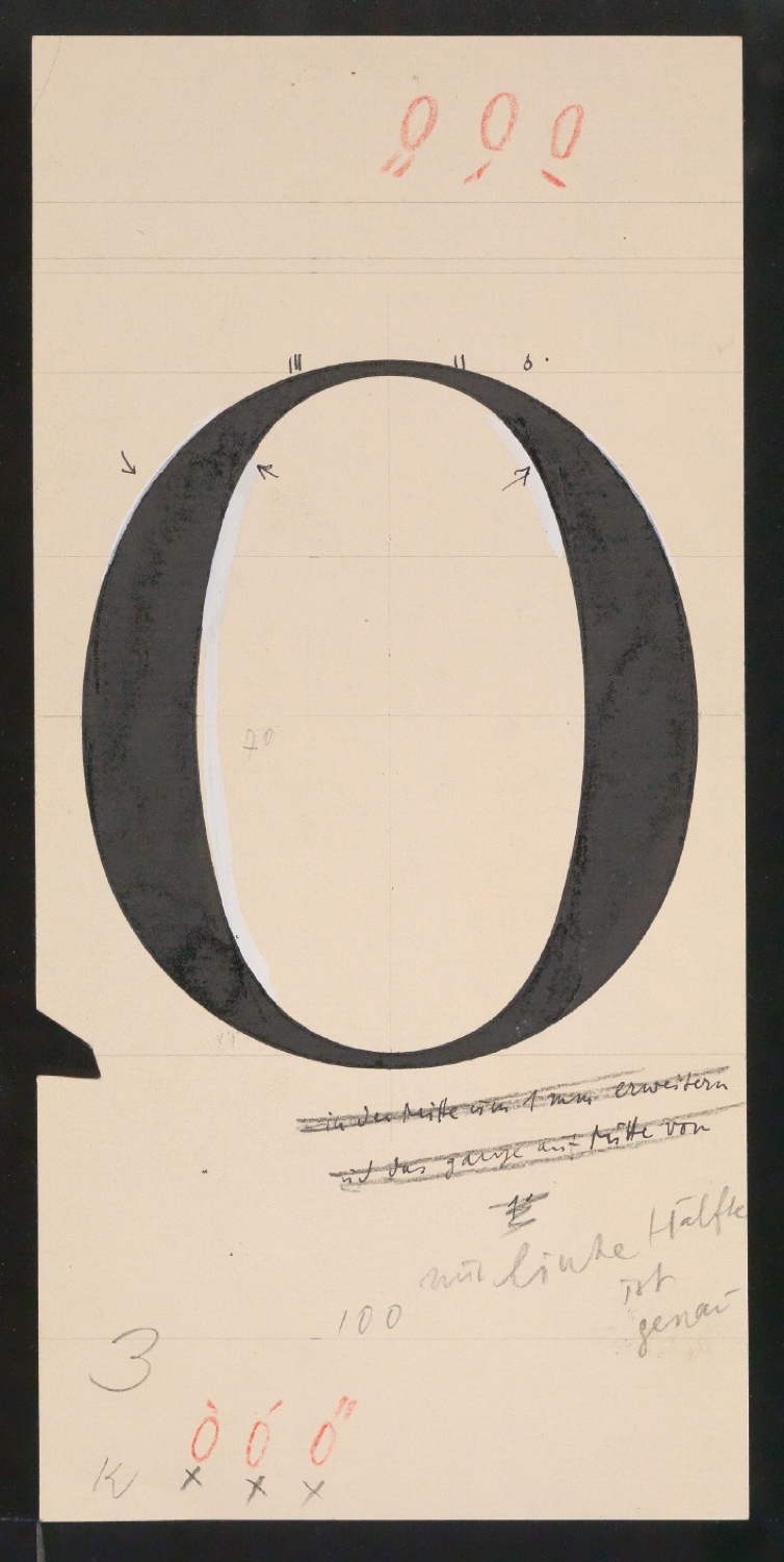 Mappe mit Entwurfszeichnungen Uhertype Antiqua — Blatt 171