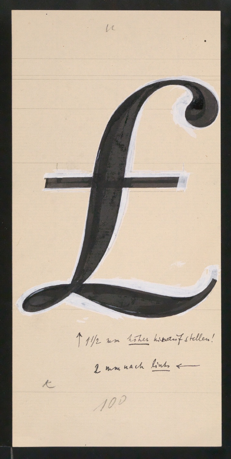 Mappe mit Entwurfszeichnungen Uhertype Antiqua — Blatt 195