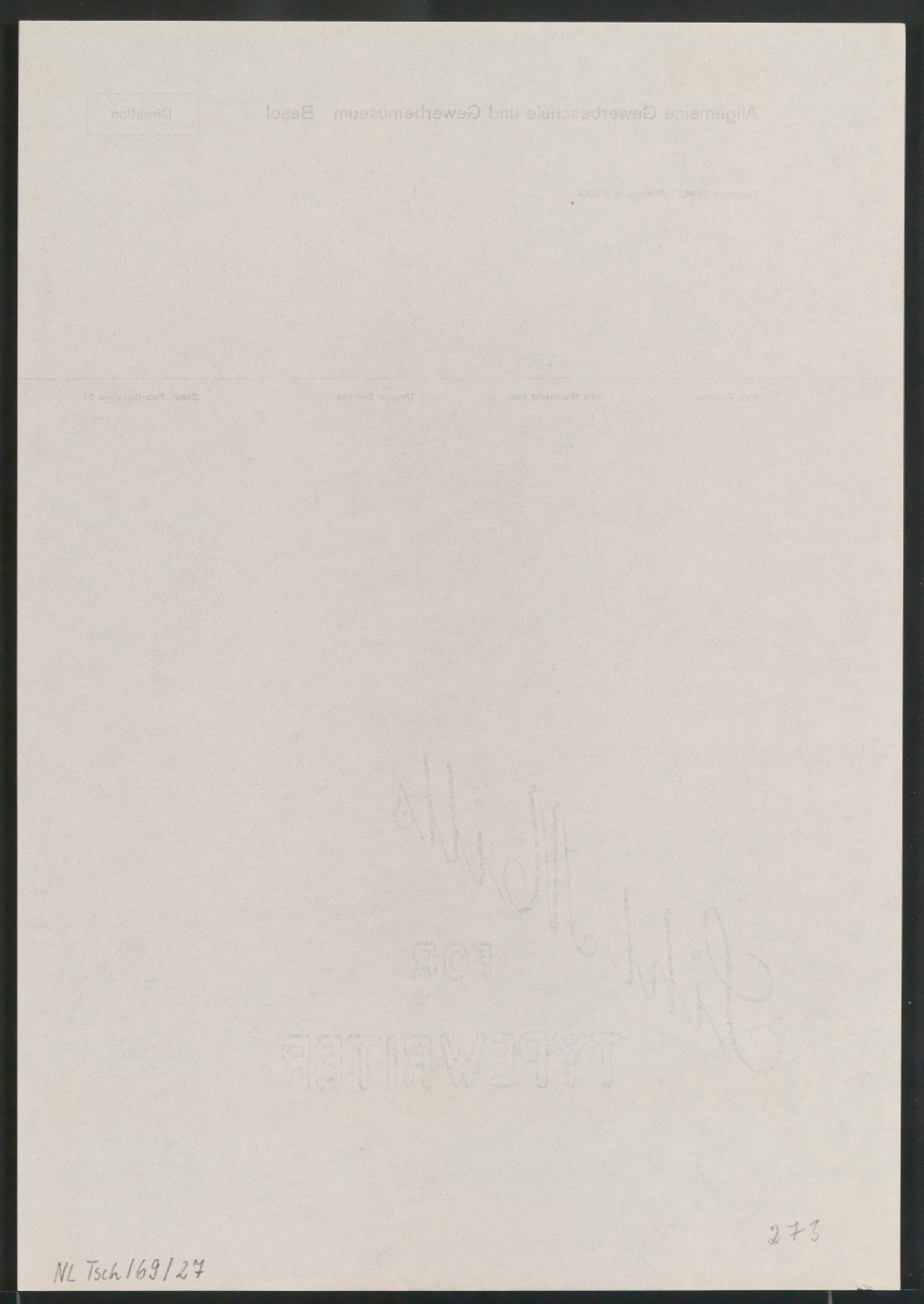 Briefbogen für die Direktion der Allgemeinen Gewerbeschule und Gewerbemuseum Basel — Blatt 2