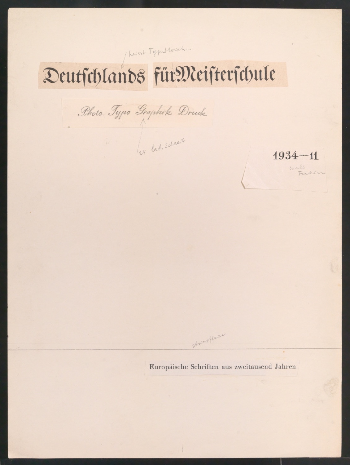 Entwürfe für verschiedene Titelblätter von Typographische Monatsblätter — Blatt 1