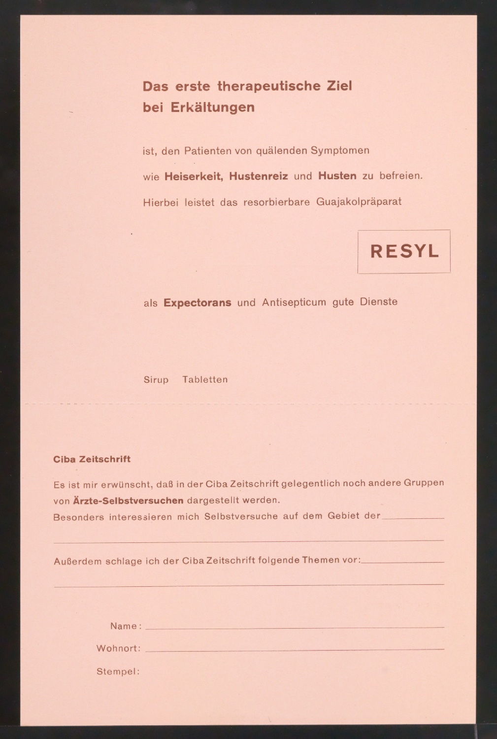 Probedrucke von Werbekarten für die Ciba — Blatt 11