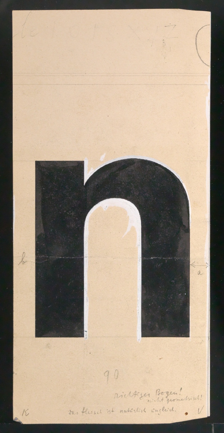 Entwurfszeichnungen Uhertype Dreiviertel Fette Grotesk — Blatt 23