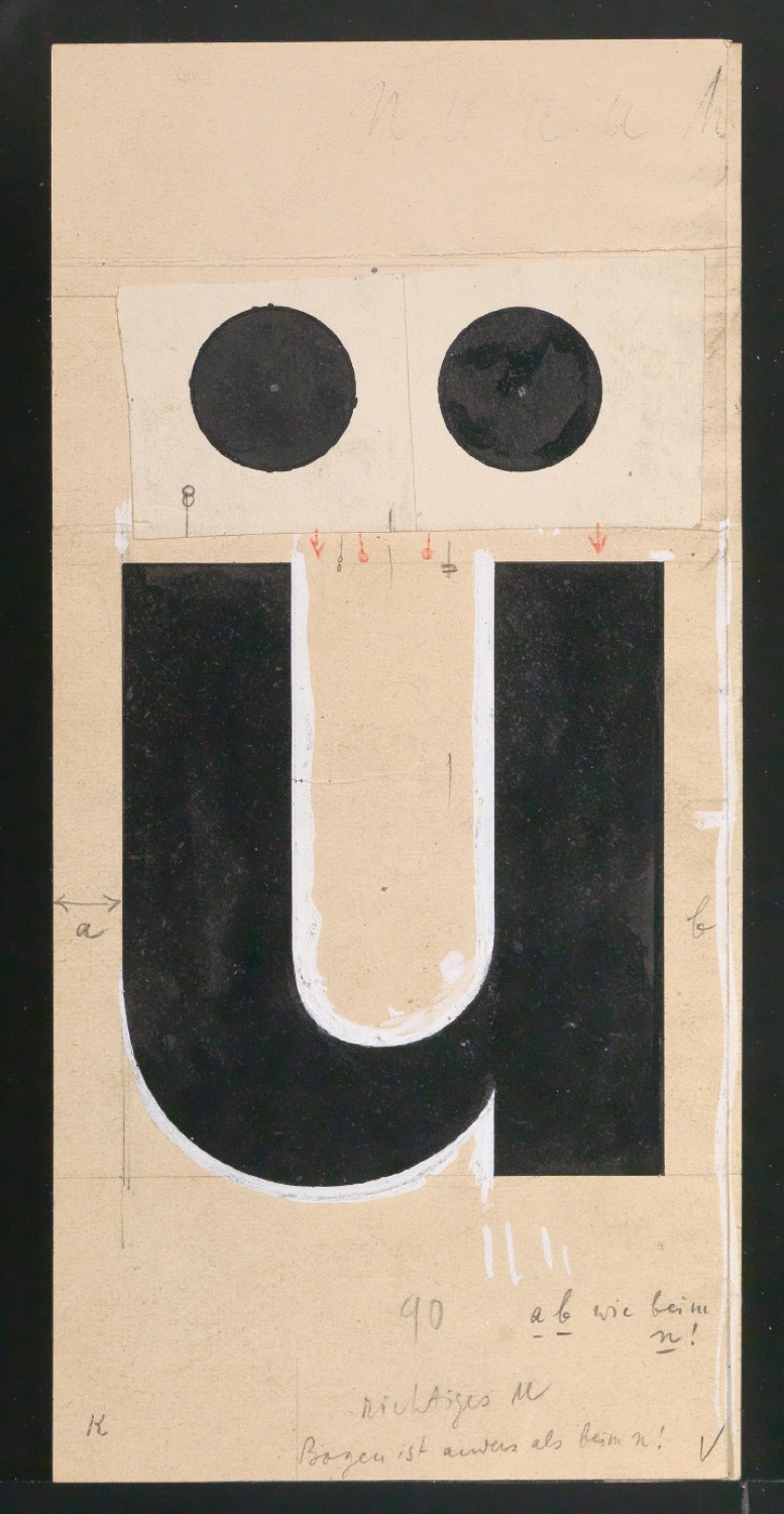 Entwurfszeichnungen Uhertype Dreiviertel Fette Grotesk — Blatt 27